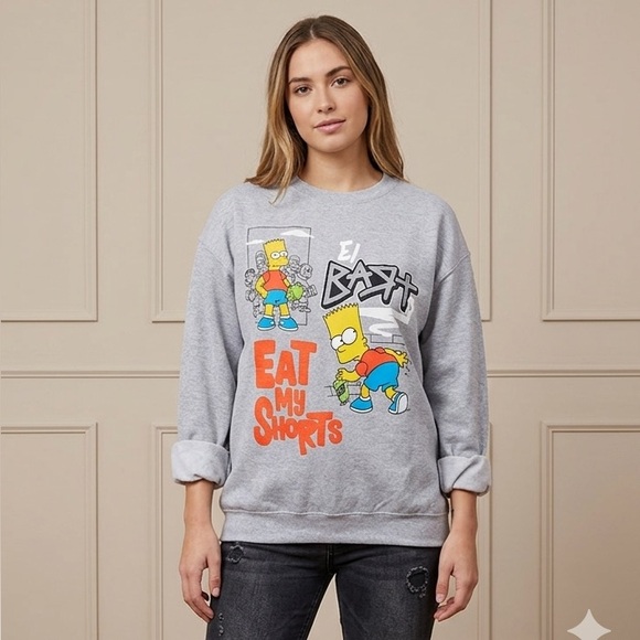 THE SIMPSONS Graphic UNISEX Crewneck Sweatshirt - Grey. Size M - Picture 2 of 10